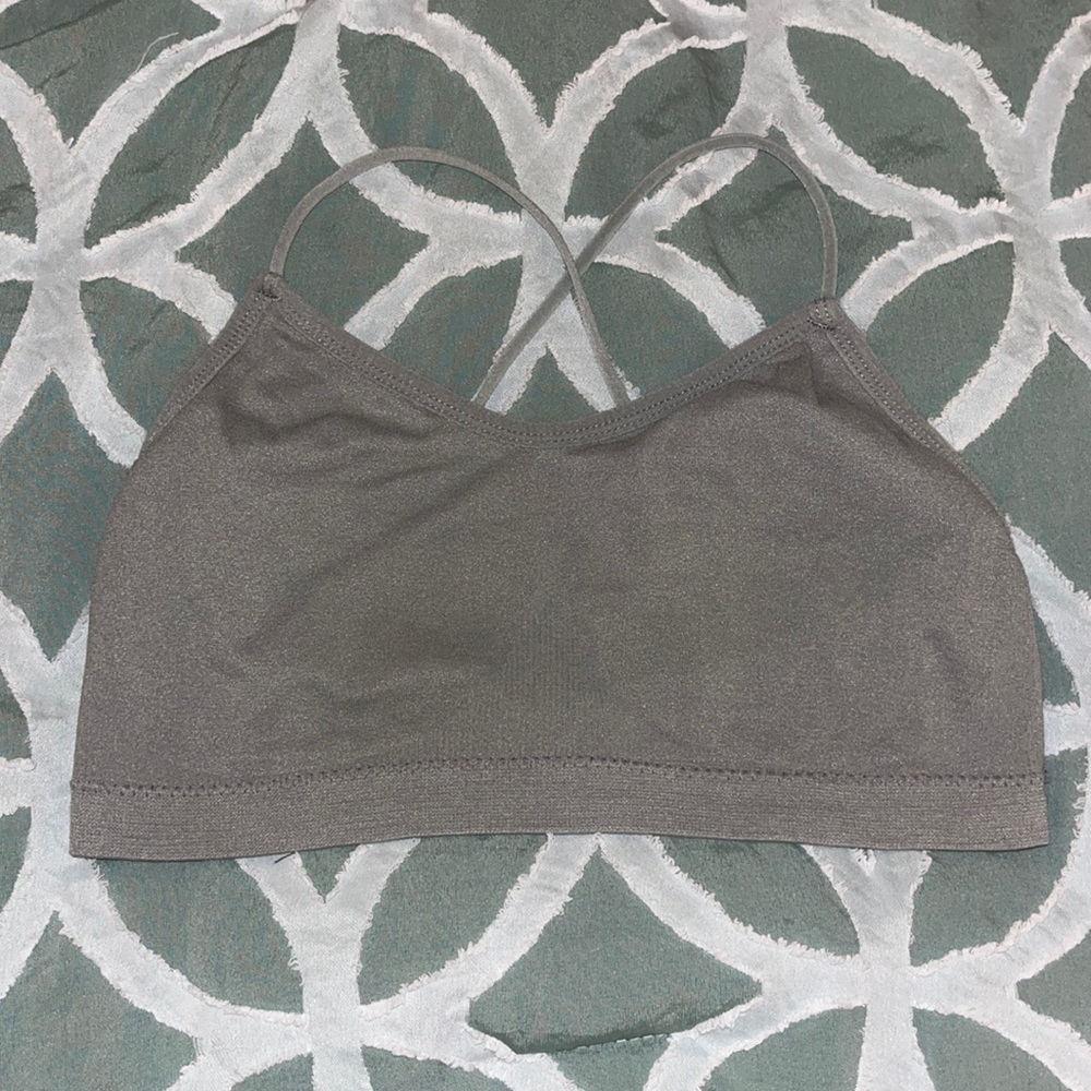 Gray sports bra